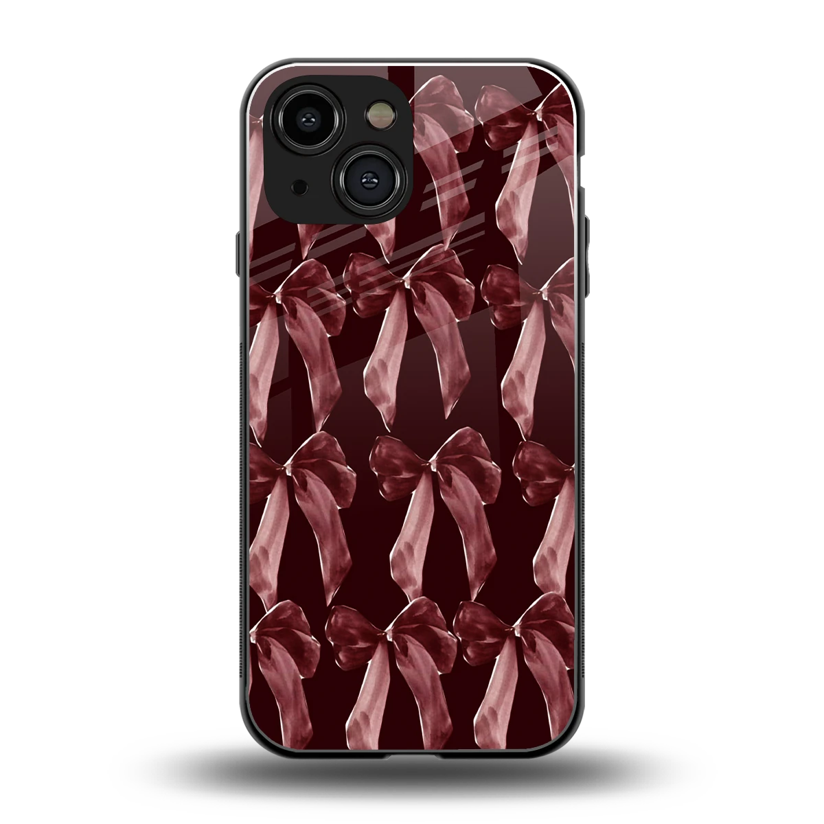 Crimson Ribbon back phone cover | glass case for iphone 13 mini