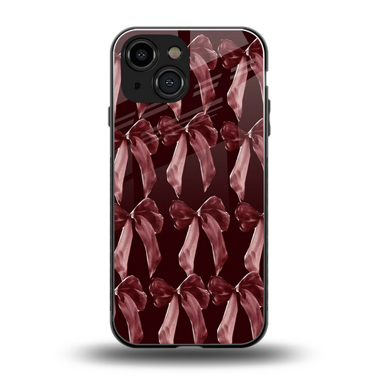 Crimson Ribbon back phone cover | glass case for iphone 13 mini