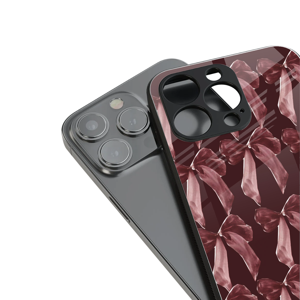 Crimson Ribbon Phone Case for Iphone 16 | Glass Case
