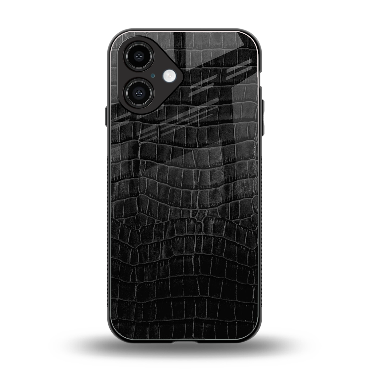 Croco Black Phone Case for Iphone 16 | Glass Case