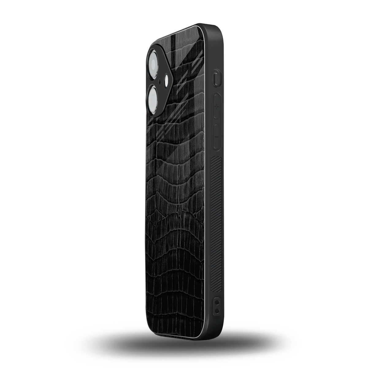 Croco Black Phone Case for Iphone 16 | Glass Case