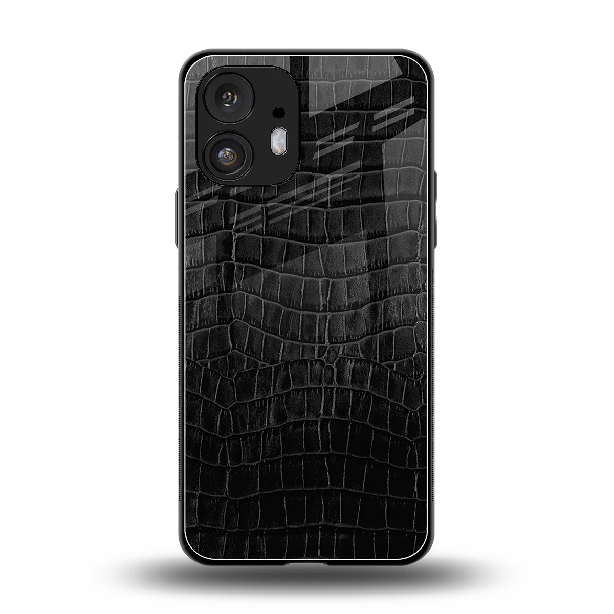 Croco Black back phone cover | glass case for nothing phone 2