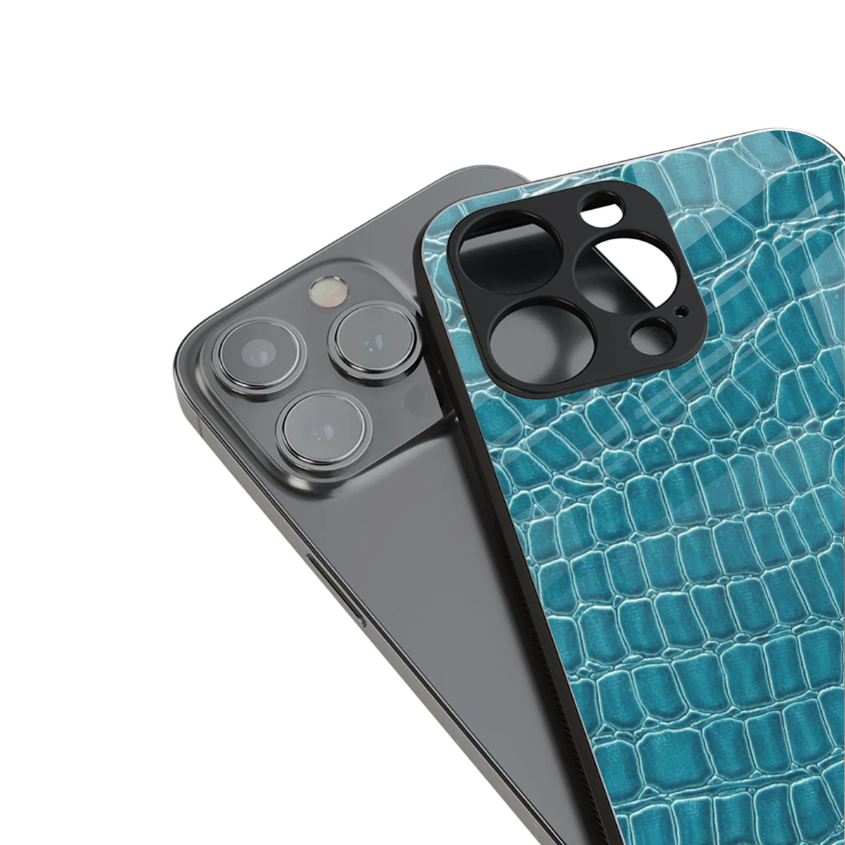 Croco Blue Phone Case for Iphone 16 | Glass Case