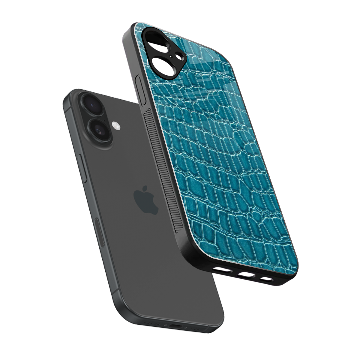 Croco Blue Phone Case for Iphone 16 | Glass Case