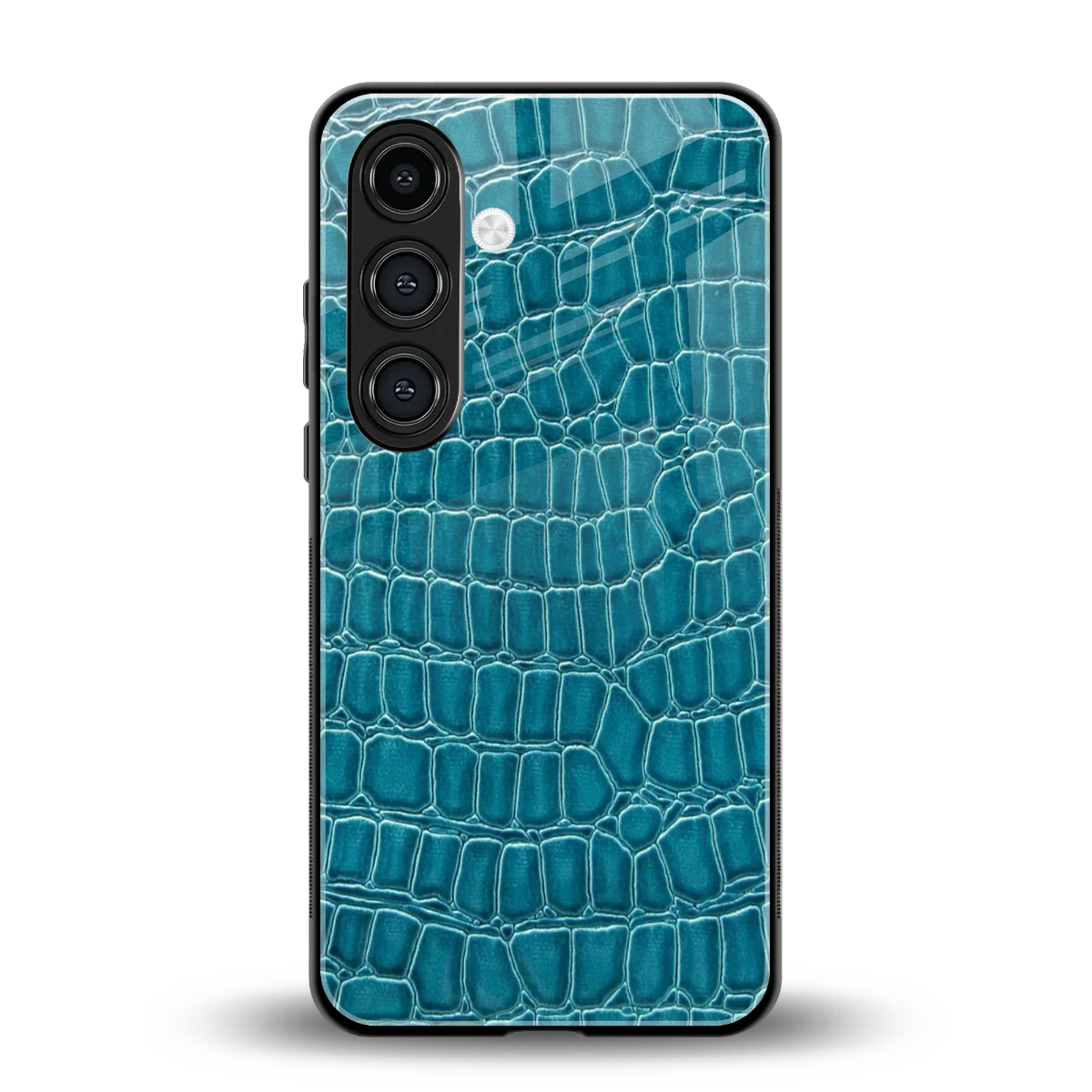 Croco Blue back phone cover | glass case for samsung galaxy s23 plus