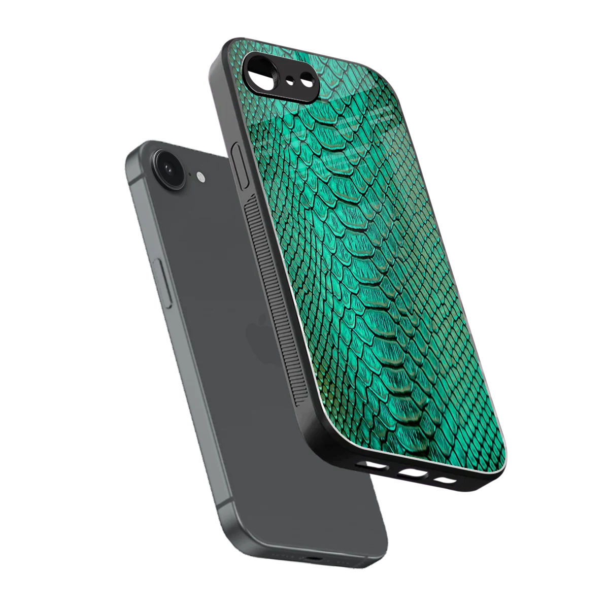 Croco Emerald sleek iphone 16e cover with tempered glass back and TPU edges