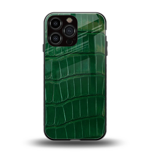 Croco Green back phone cover | glass case for iphone 14 pro max