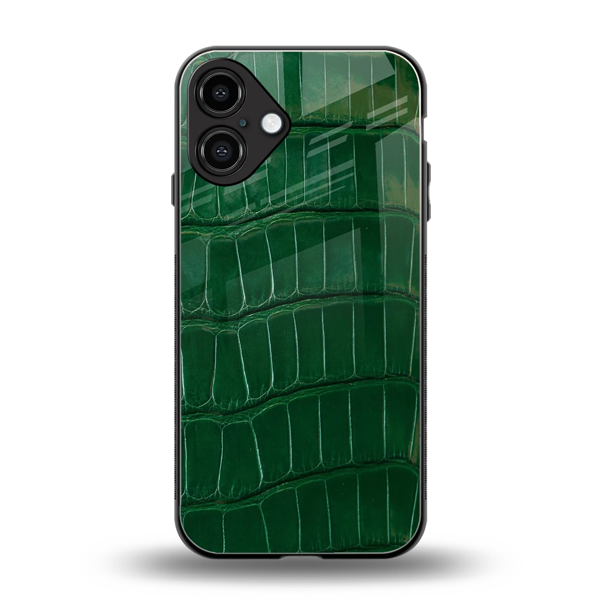 Croco Green back phone cover | glass case for iphone 16 plus