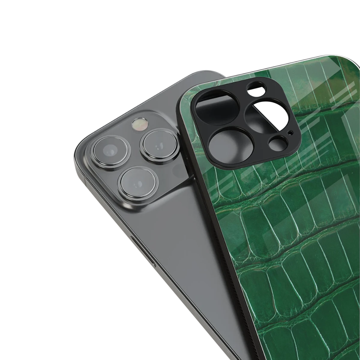 Croco Green stylish phone case for iphone 13 | glossy glass and slim fit