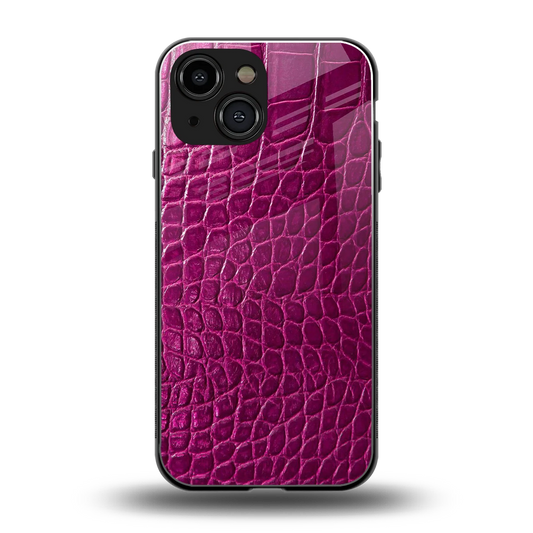 Croco Pink back phone cover | glass case for iphone 13 mini