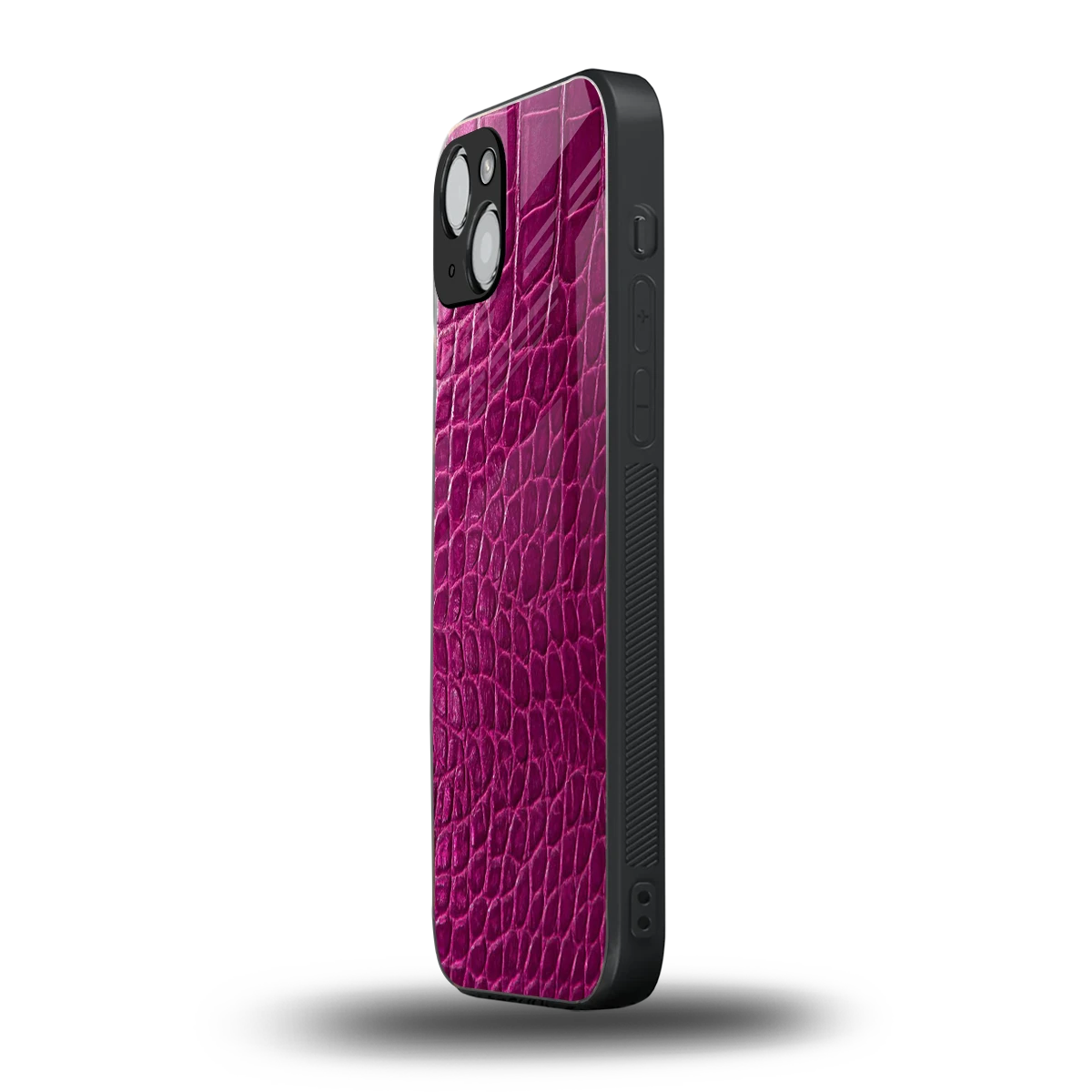 Croco Pink iphone 14 plus mobile cover | shockproof glass phone case