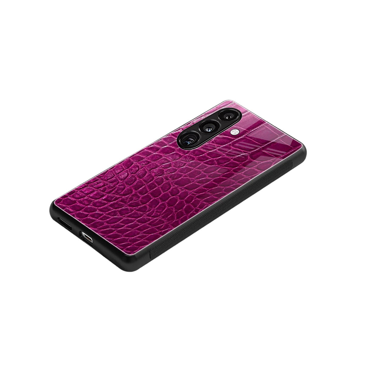 Croco Pink stylish phone case for samsung galaxy s23 plus | glossy glass and slim fit