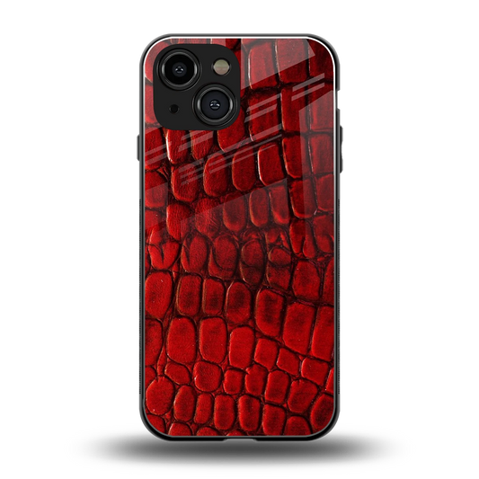 Croco Red back phone cover | glass case for iphone 13 mini