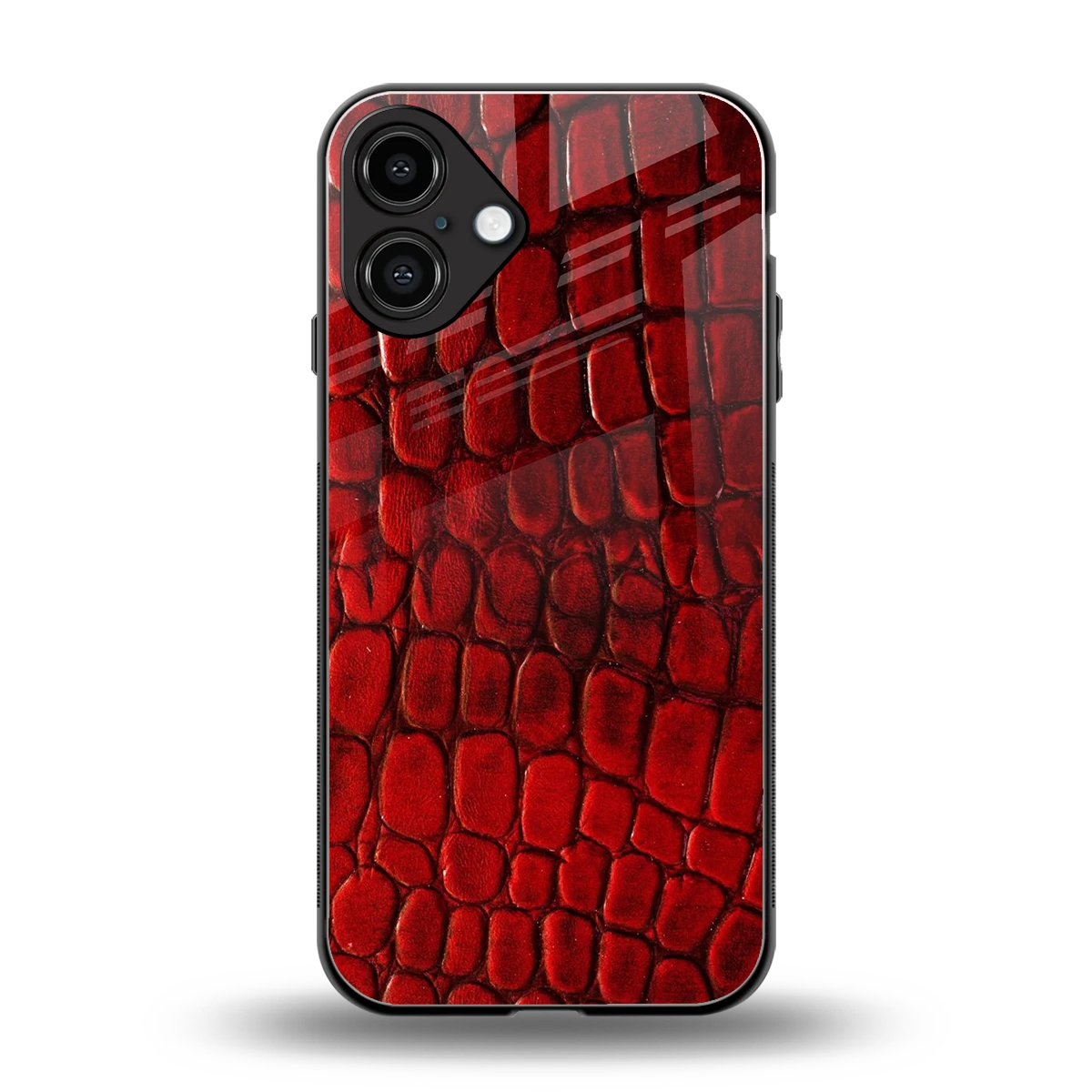 Croco Red back phone cover | glass case for iphone 16 plus