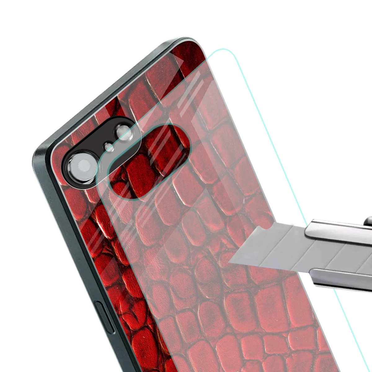 Croco Red stylish phone case for iphone 16e | glossy glass and slim fit