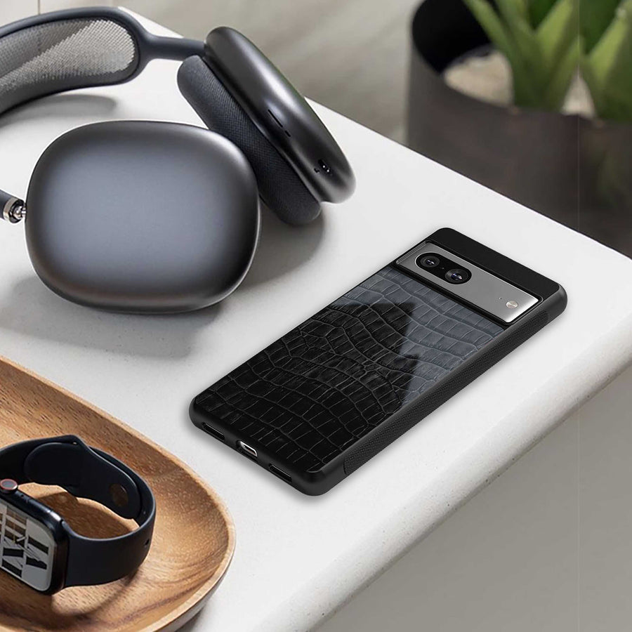 Croco Black Phone Case for Samsung Galaxy S23 Plus | Glass Case