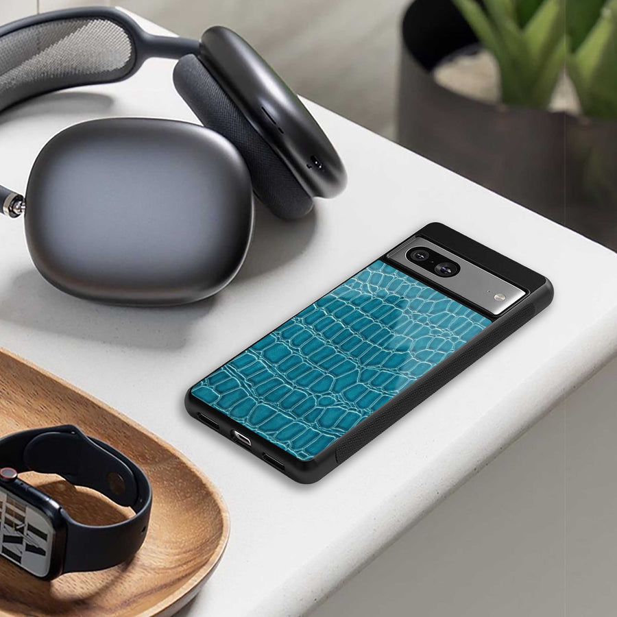 Croco Blue Phone Case for Samsung Galaxy S23 Plus | Glass Case