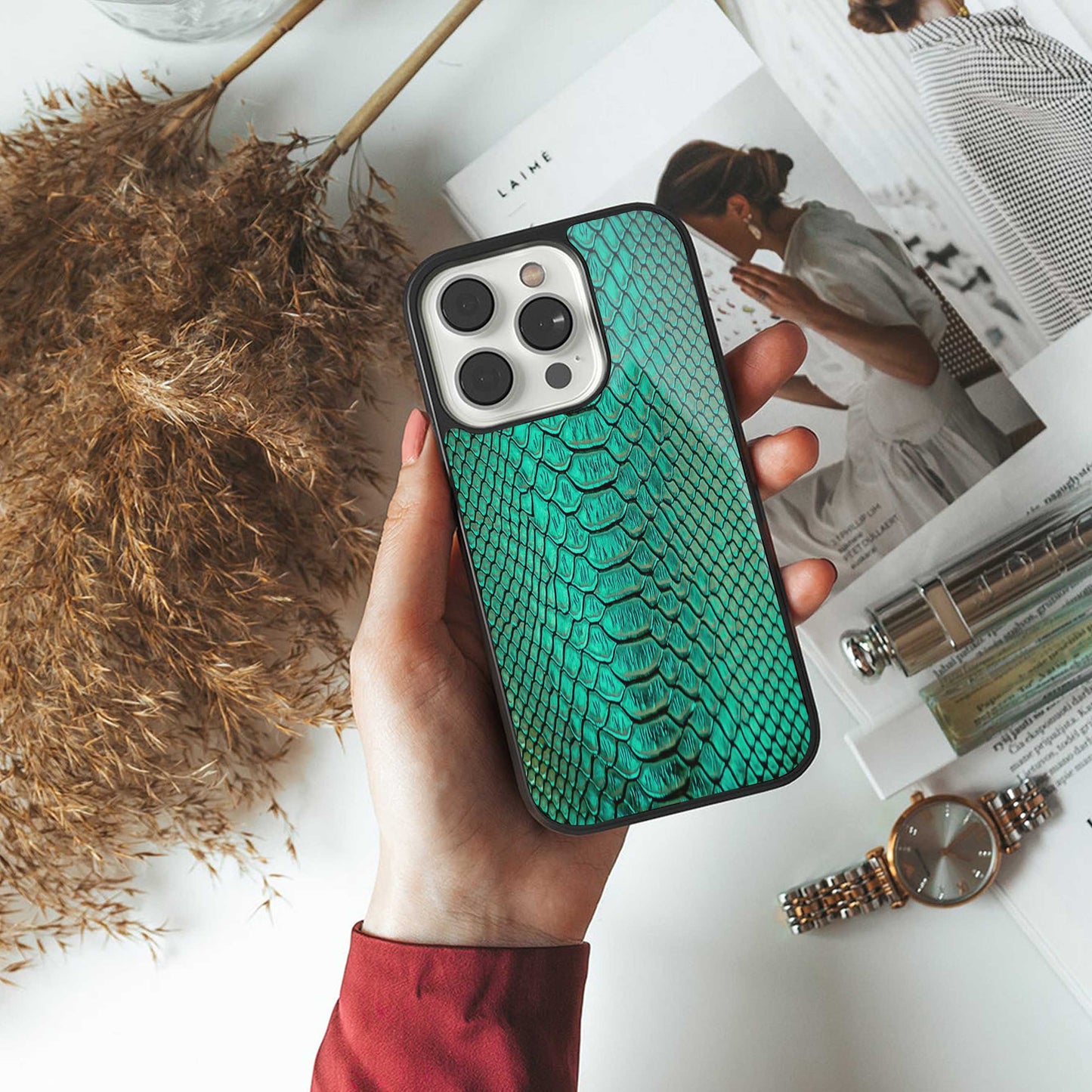 Croco Emerald Phone Case for Iphone 16 | Glass Case