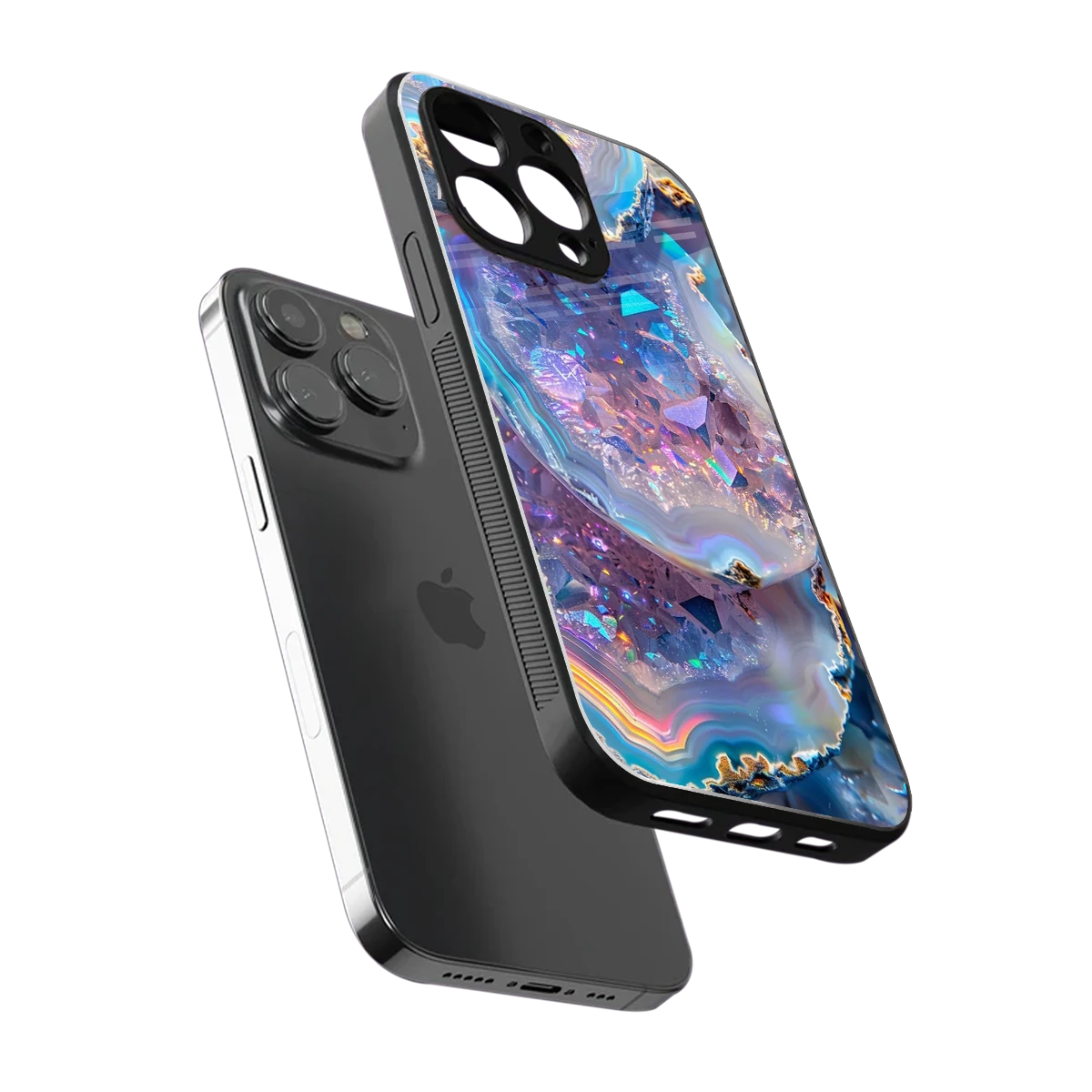 Crystal Veil sleek iphone 14 pro max cover with tempered glass back and TPU edges