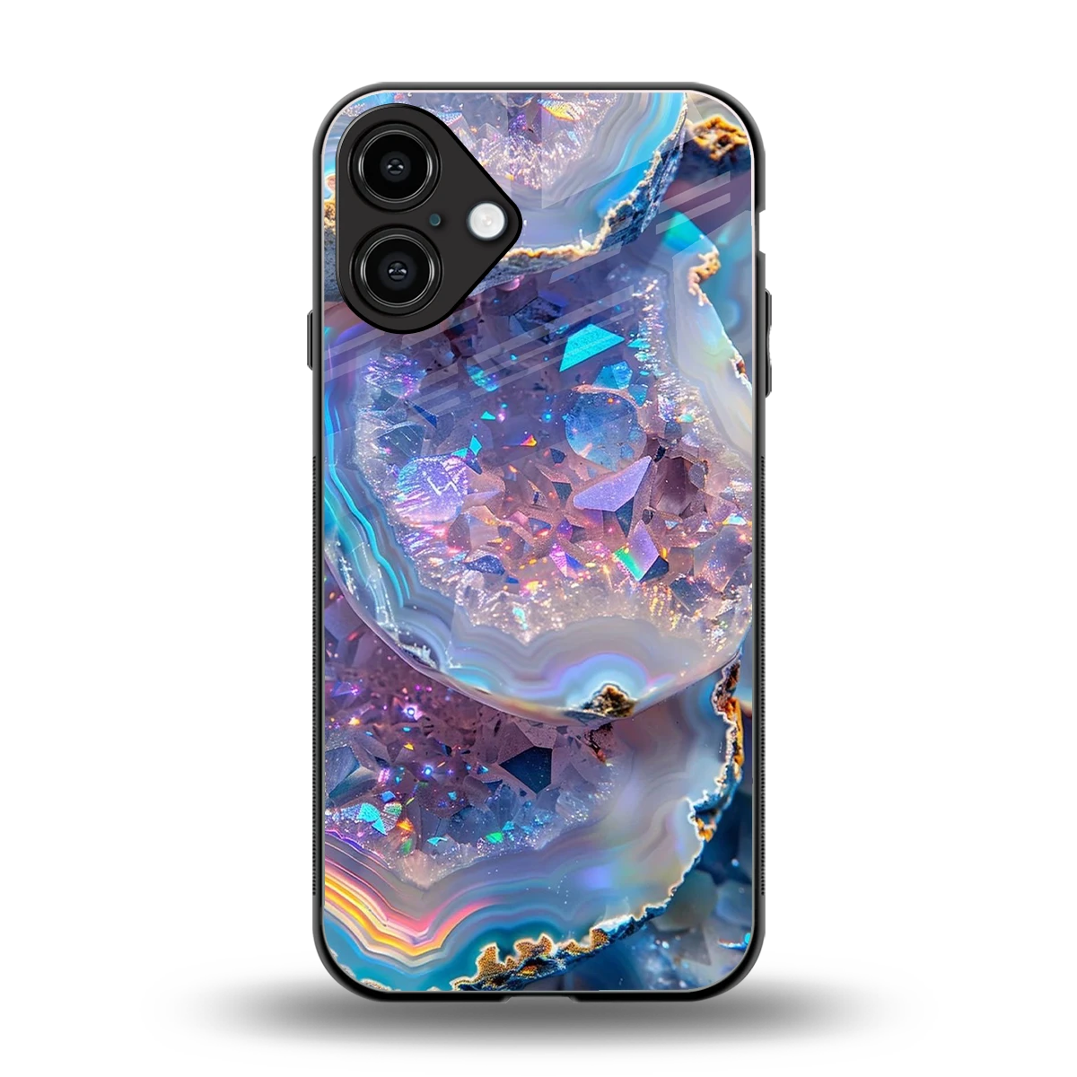 Crystal Veil back phone cover | glass case for iphone 16 plus