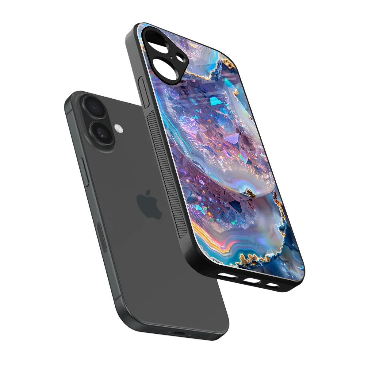 Crystal Veil sleek iphone 16 plus cover with tempered glass back and TPU edges