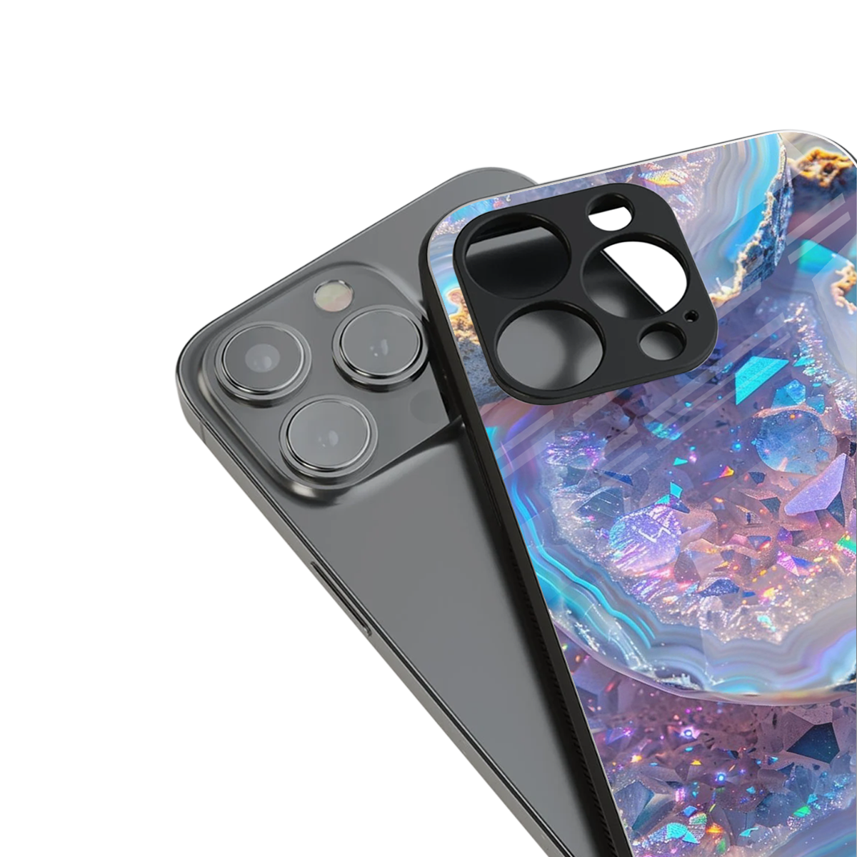 Crystal Veil stylish phone case for iPhone 16 | glossy glass and slim fit