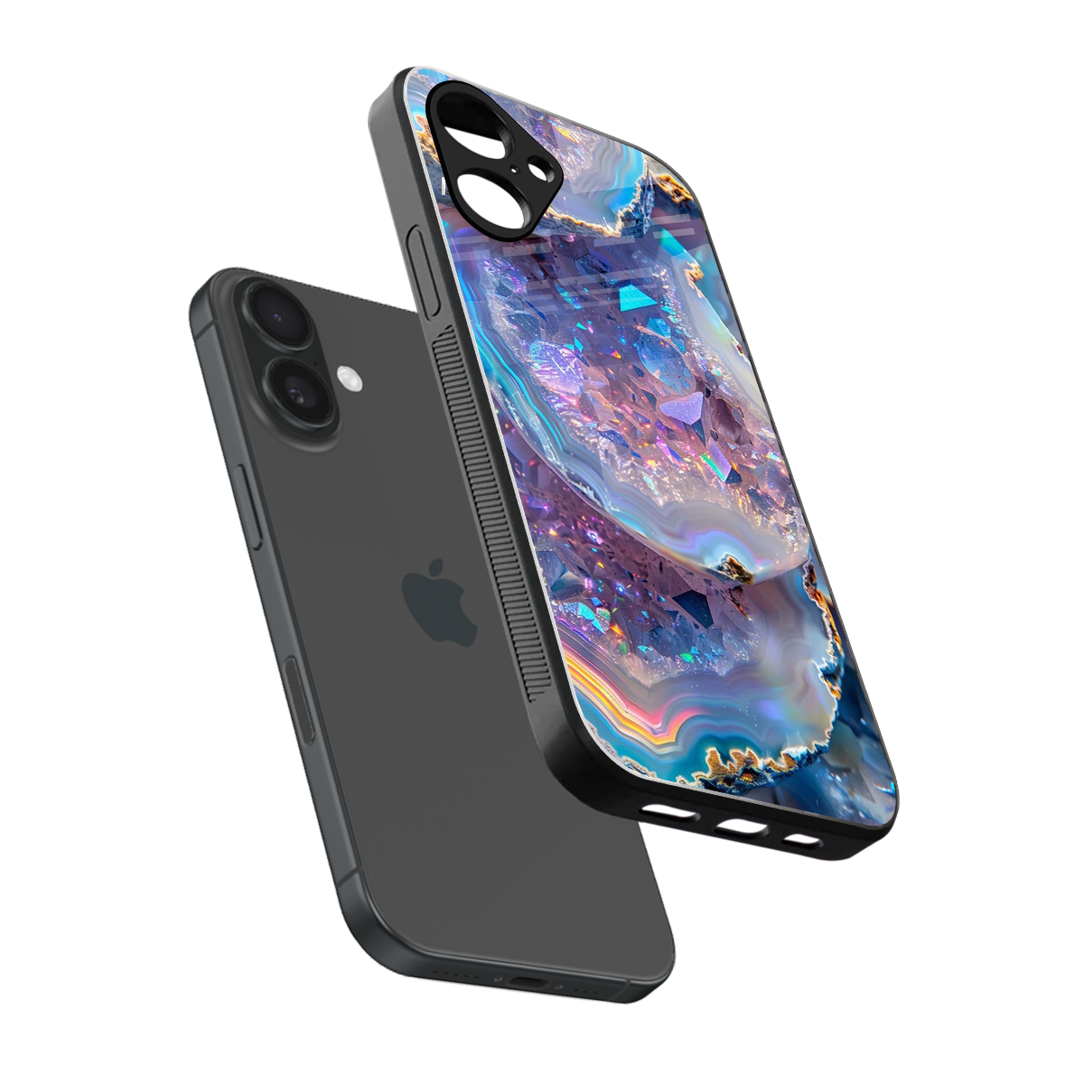 Crystal Veil sleek iPhone 16 cover with tempered glass back and TPU edges