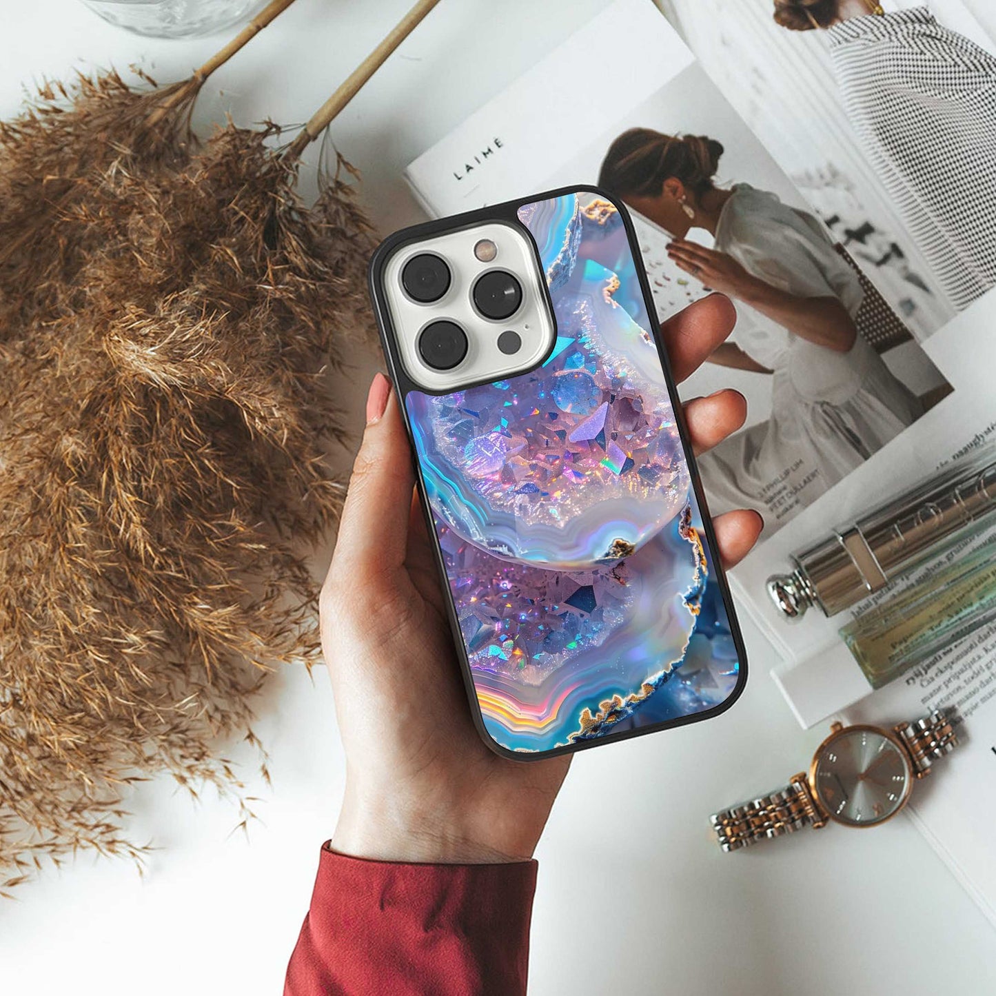 Crystal Veil TPU glass hybrid case for iPhone 16 | premium mobile back cover