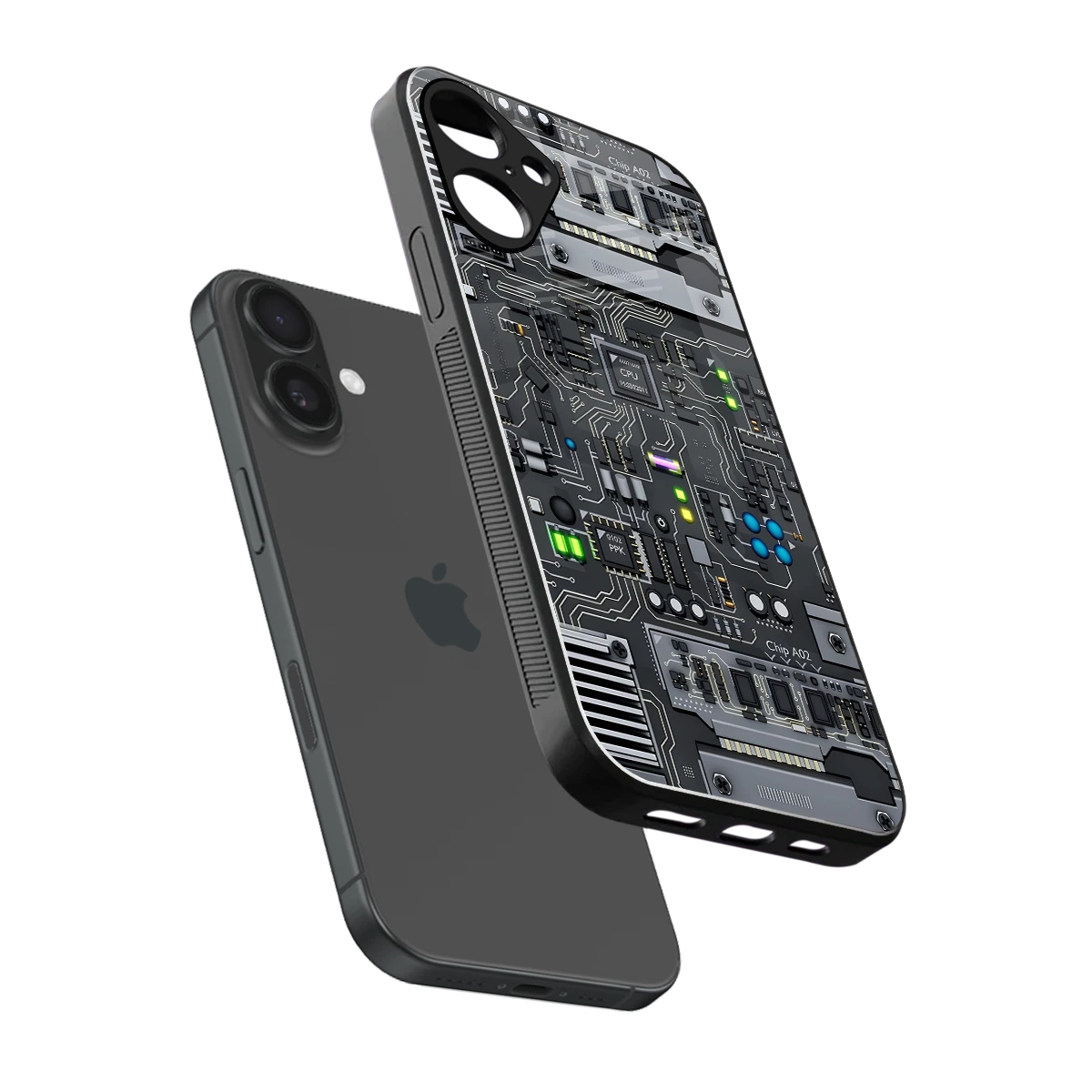 Cybercore sleek iphone 16 plus cover with tempered glass back and TPU edges