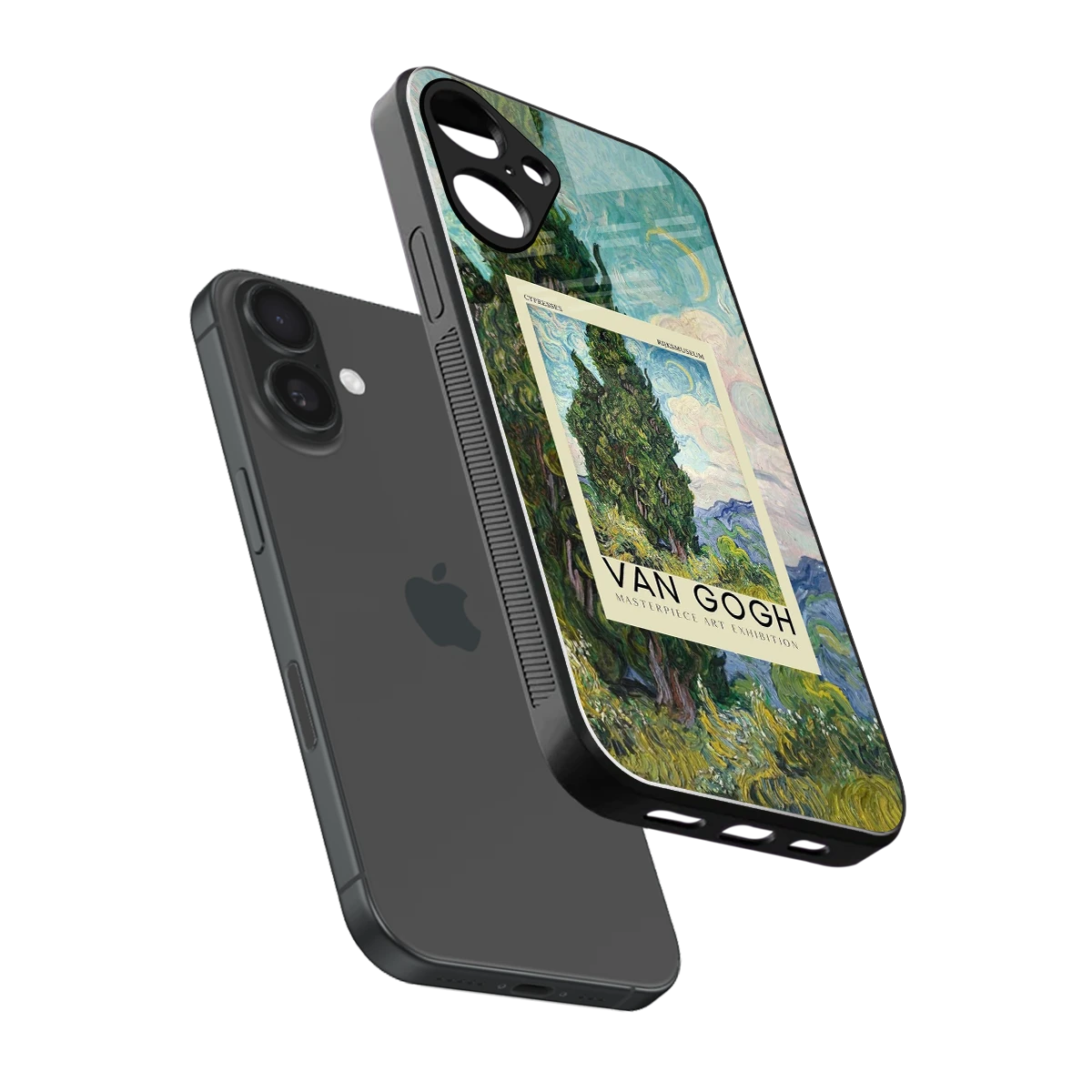 Cypresses sleek iphone 16 plus cover with tempered glass back and TPU edges