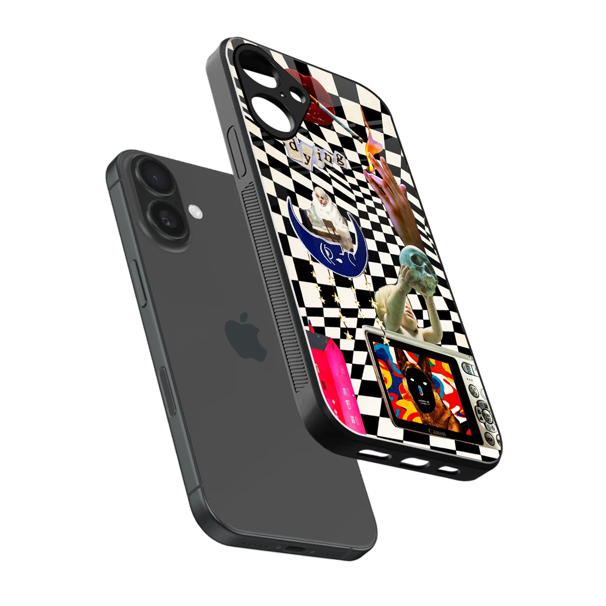 Dark Trip sleek iphone 16 plus cover with tempered glass back and TPU edges
