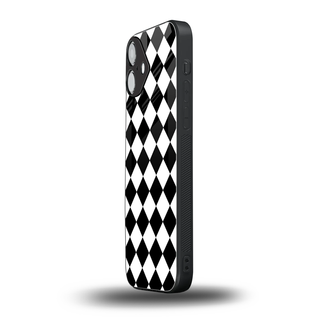 Diamond Check iphone 16 plus mobile cover | shockproof glass phone case