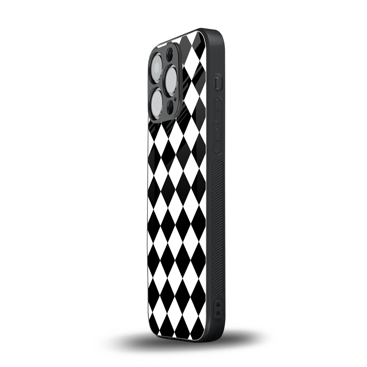 Diamond Check iphone 16 pro mobile cover | shockproof glass phone case