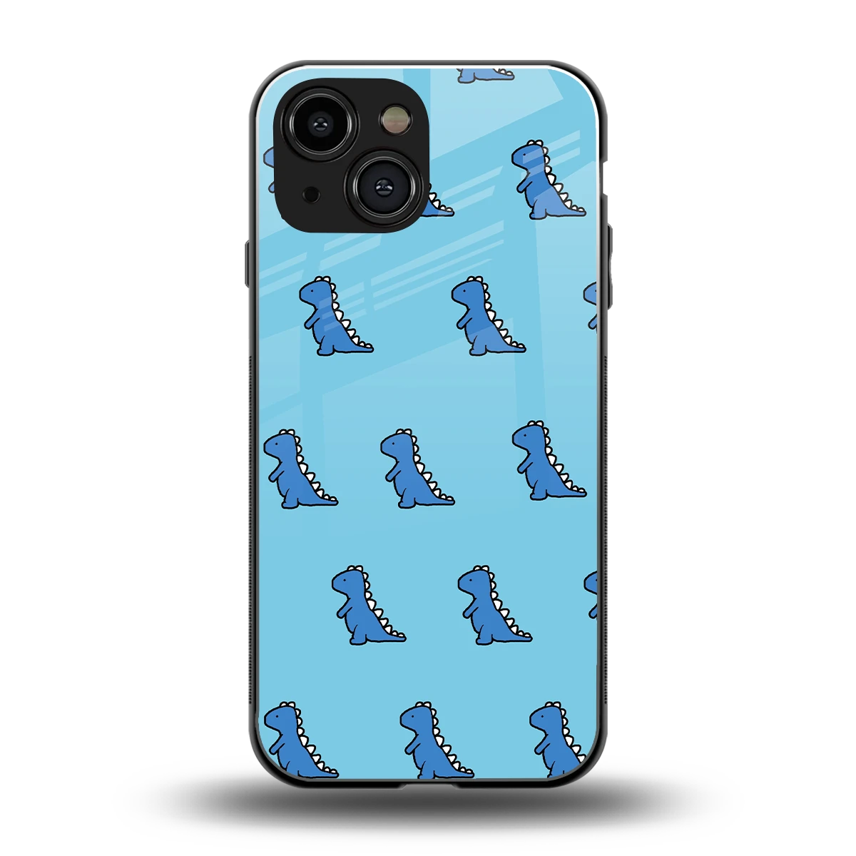 Dino Blue back phone cover | glass case for iphone 13 mini