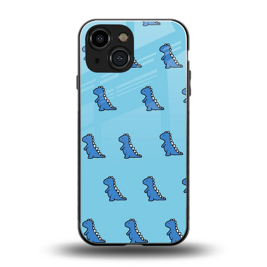 Dino Blue back phone cover | glass case for iphone 13 mini