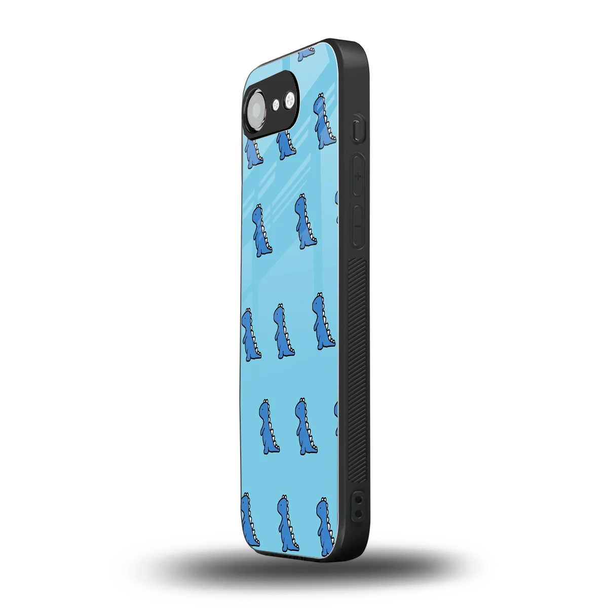 Dino Blue iphone 16e mobile cover | shockproof glass phone case