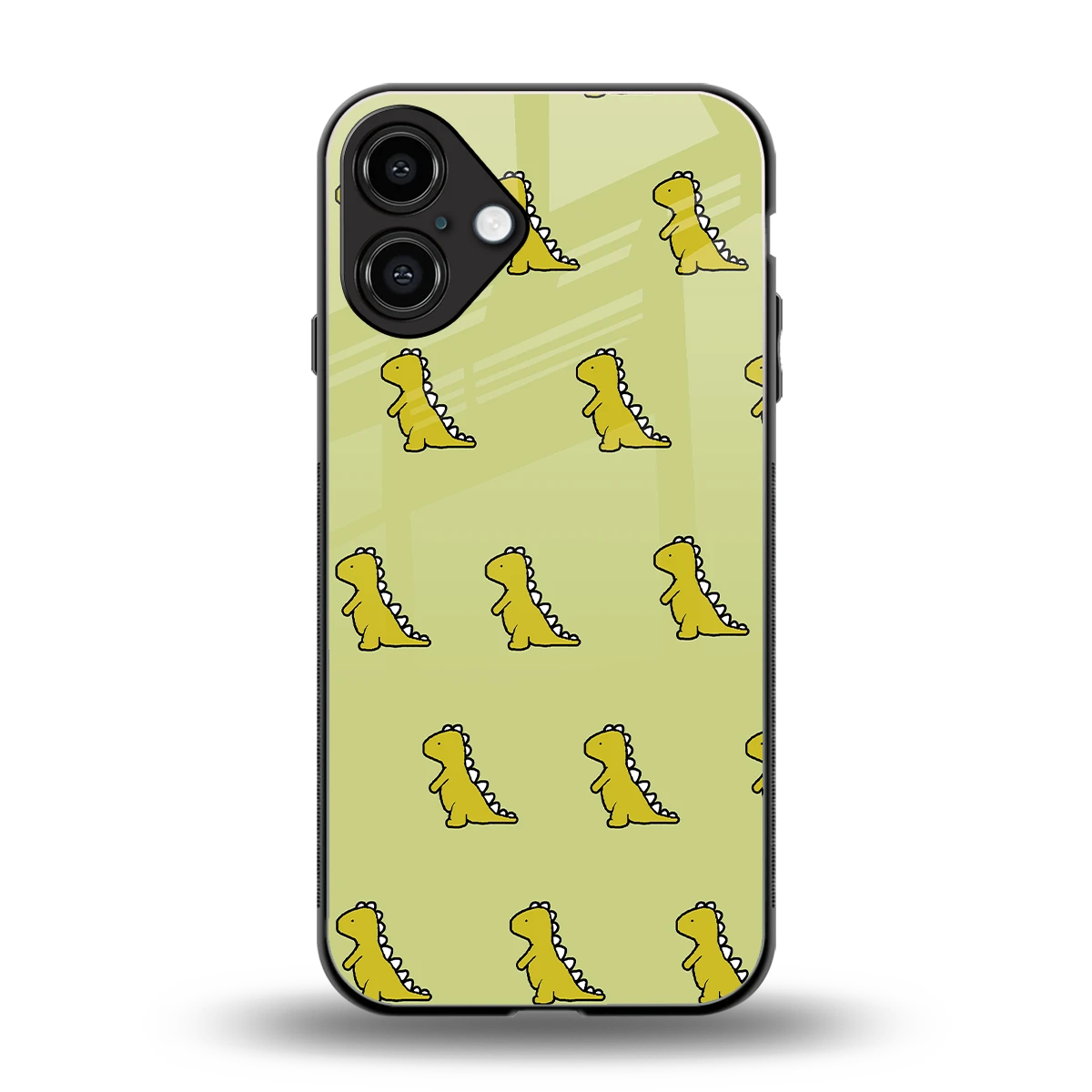 Dino Golden back phone cover | glass case for iphone 16 plus