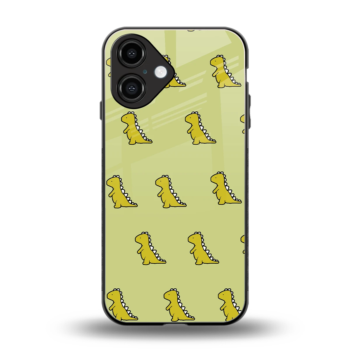 Dino Golden back phone cover | glass case for iphone 16