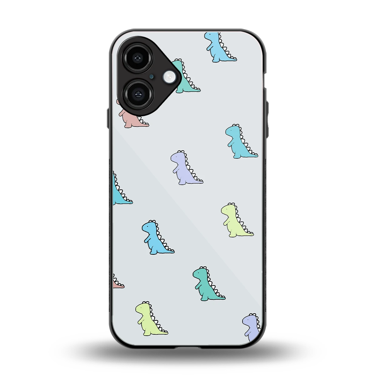 Dino back phone cover | glass case for iphone 16 plus