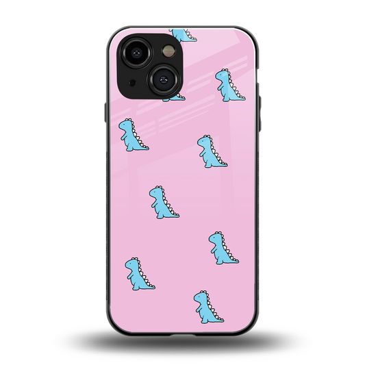 Dino Pink back phone cover | glass case for iphone 13 mini