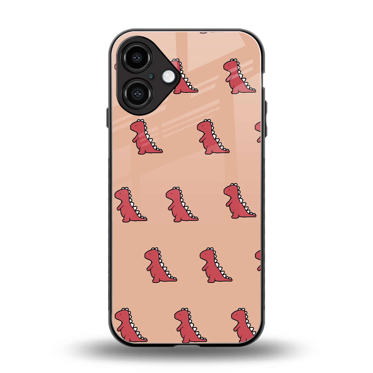 Dino Red back phone cover | glass case for iphone 16 plus