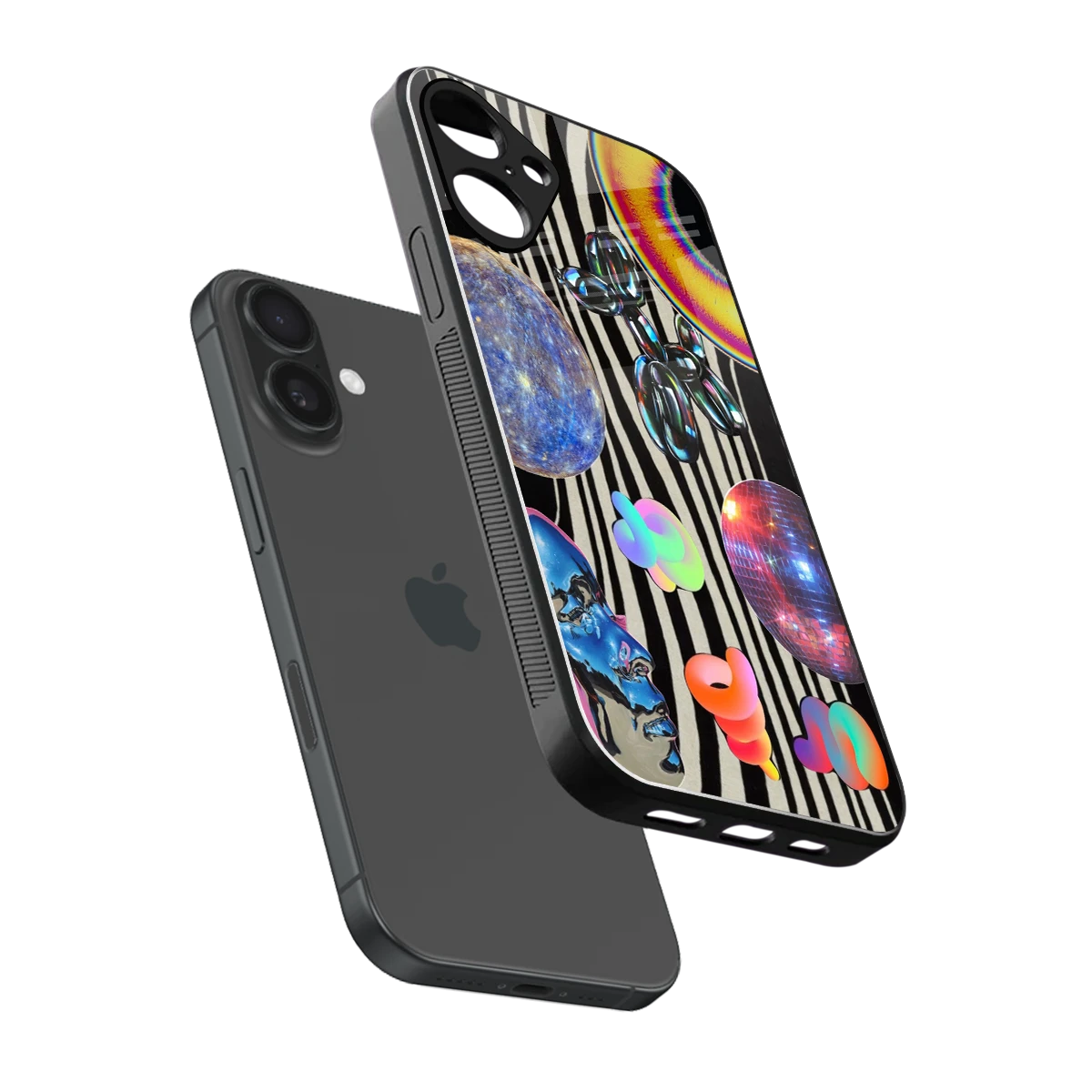 Disco Dream sleek iphone 16 plus cover with tempered glass back and TPU edges