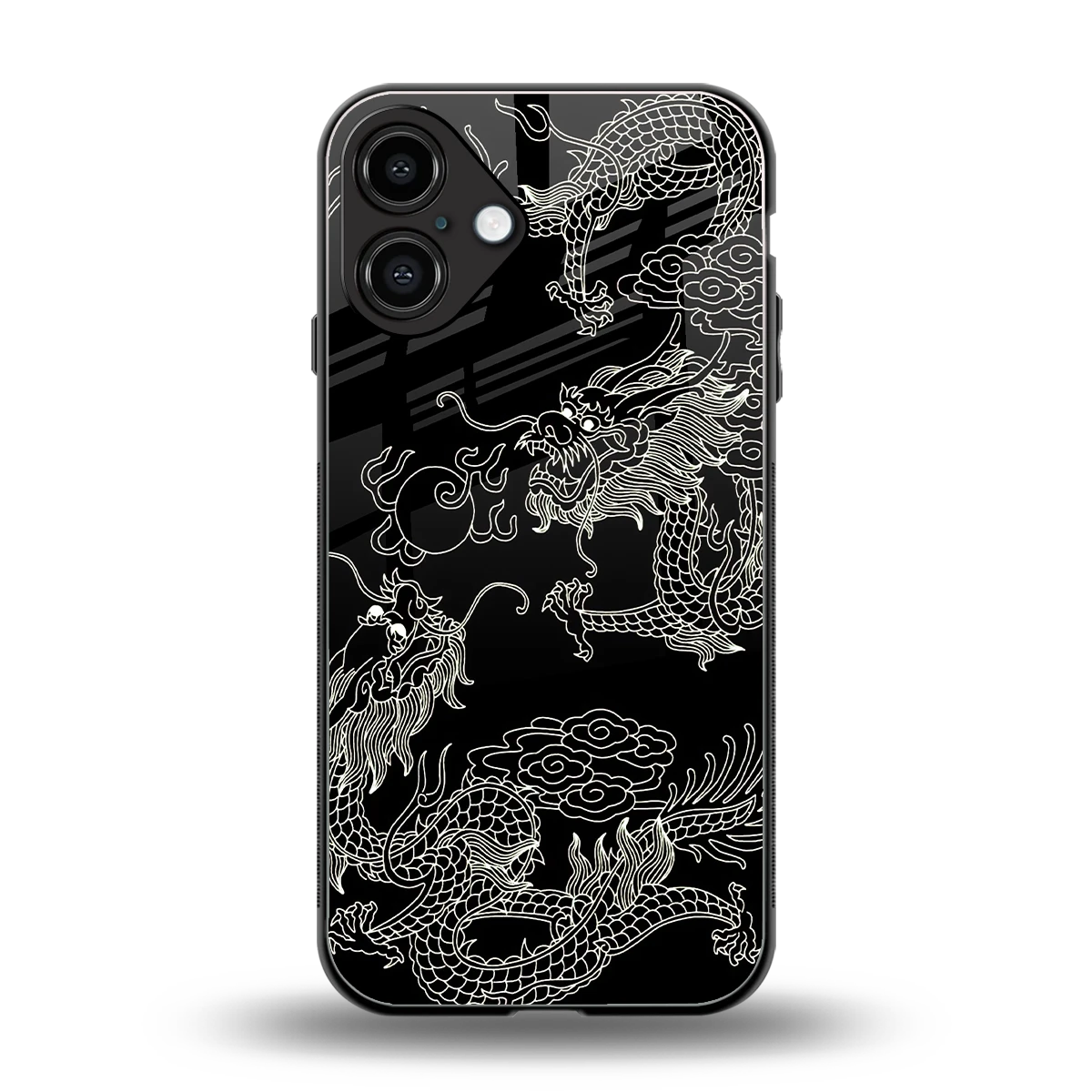 Dragons Black back phone cover | glass case for iphone 16 plus