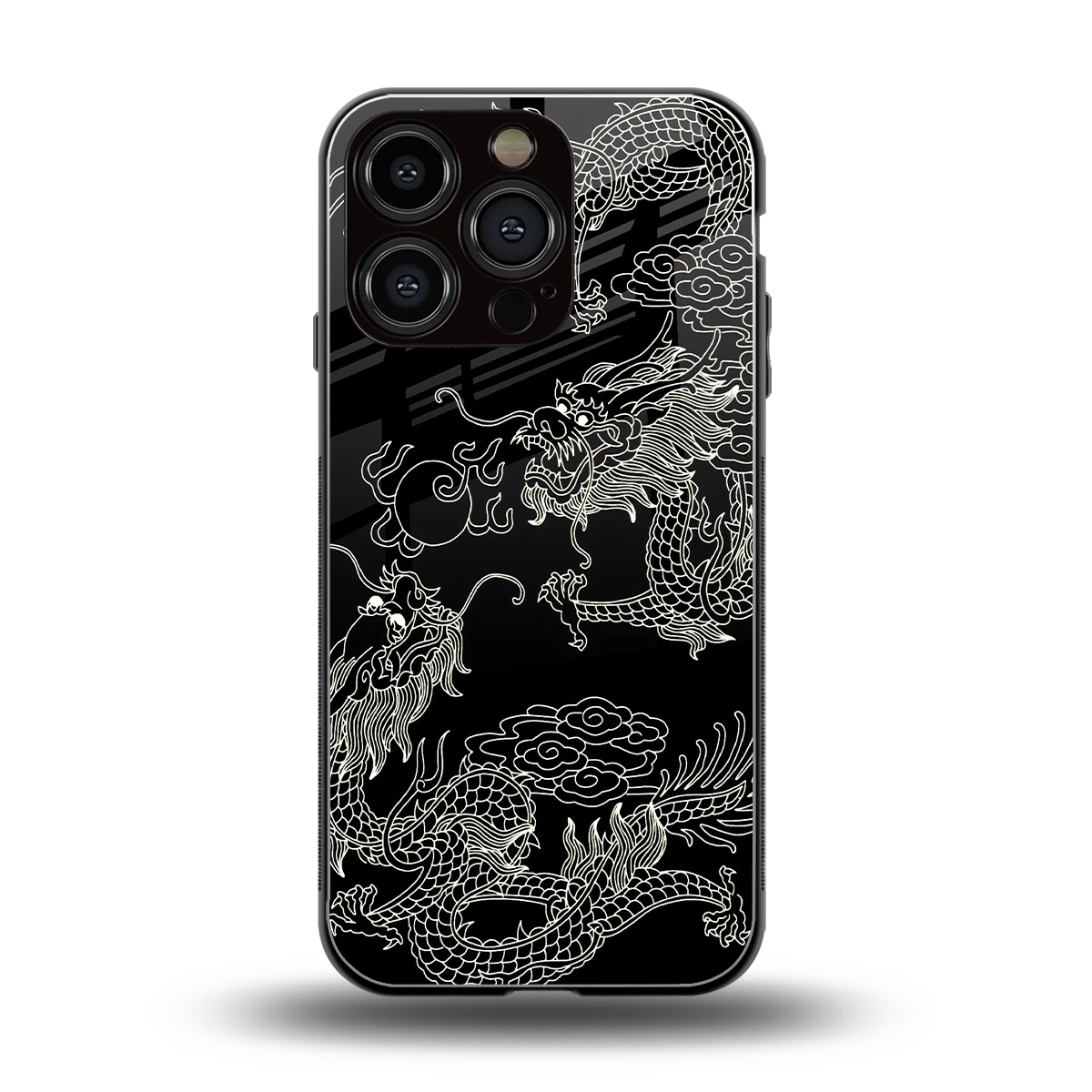 Dragons Black back phone cover | glass case for iphone 16 pro