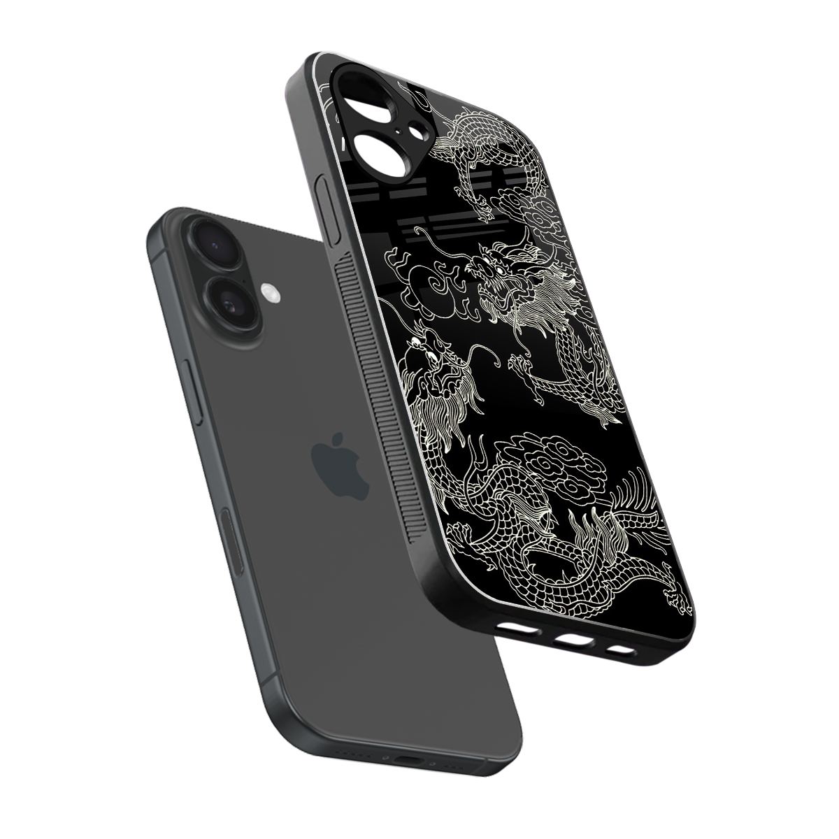 Dragons Black Phone Case for Iphone 16 | Glass Case