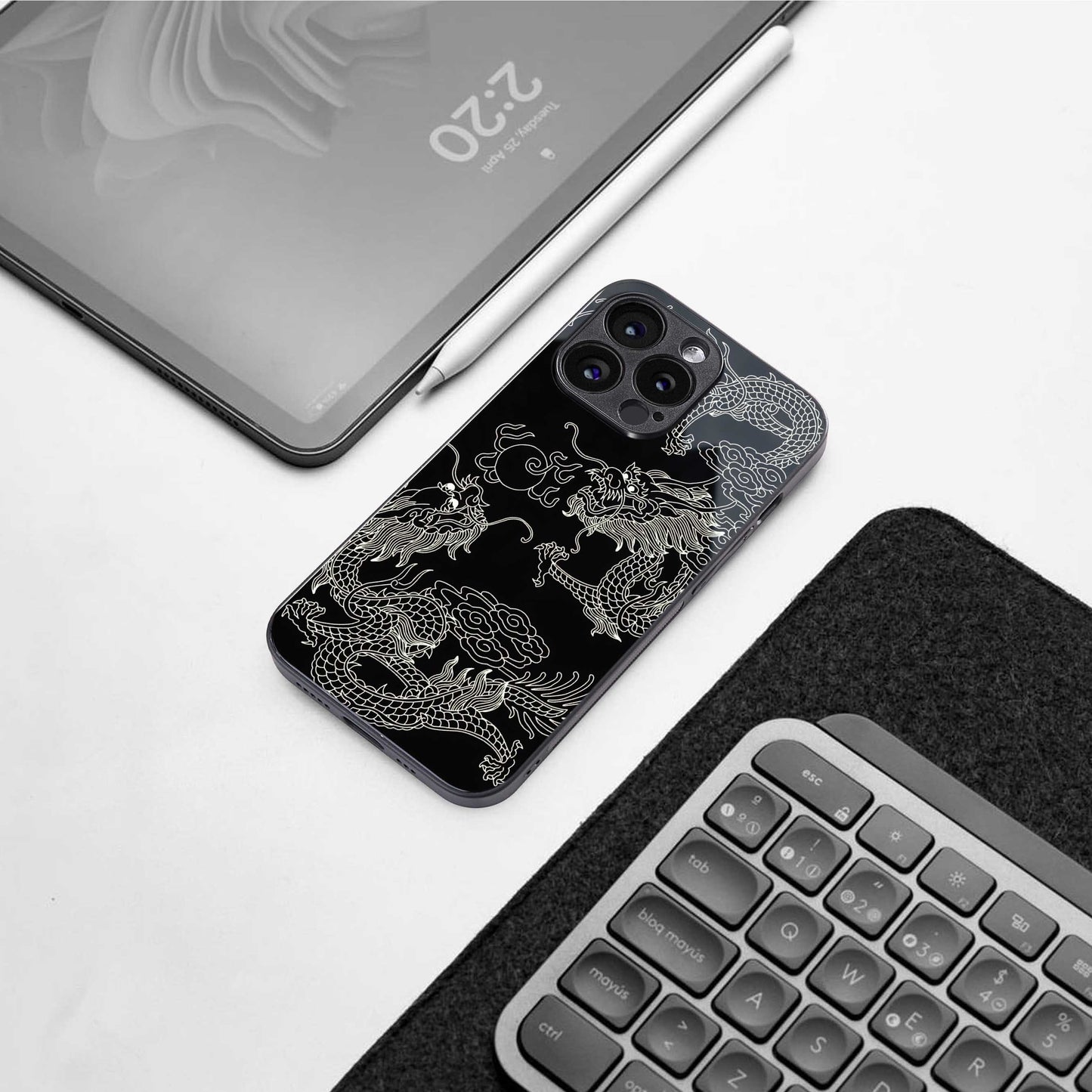 Dragons Black Phone Case for Iphone 16 | Glass Case