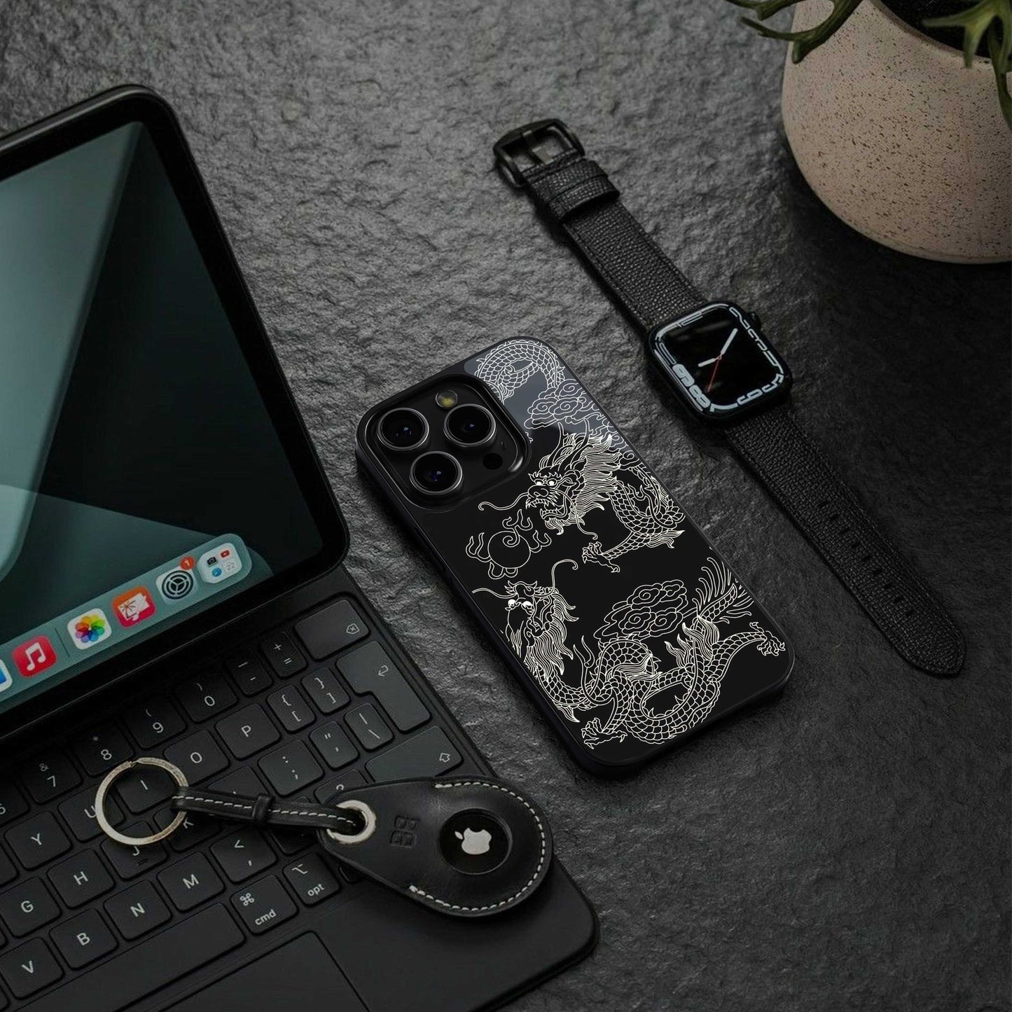 Dragons Black Phone Case for Iphone 16 | Glass Case