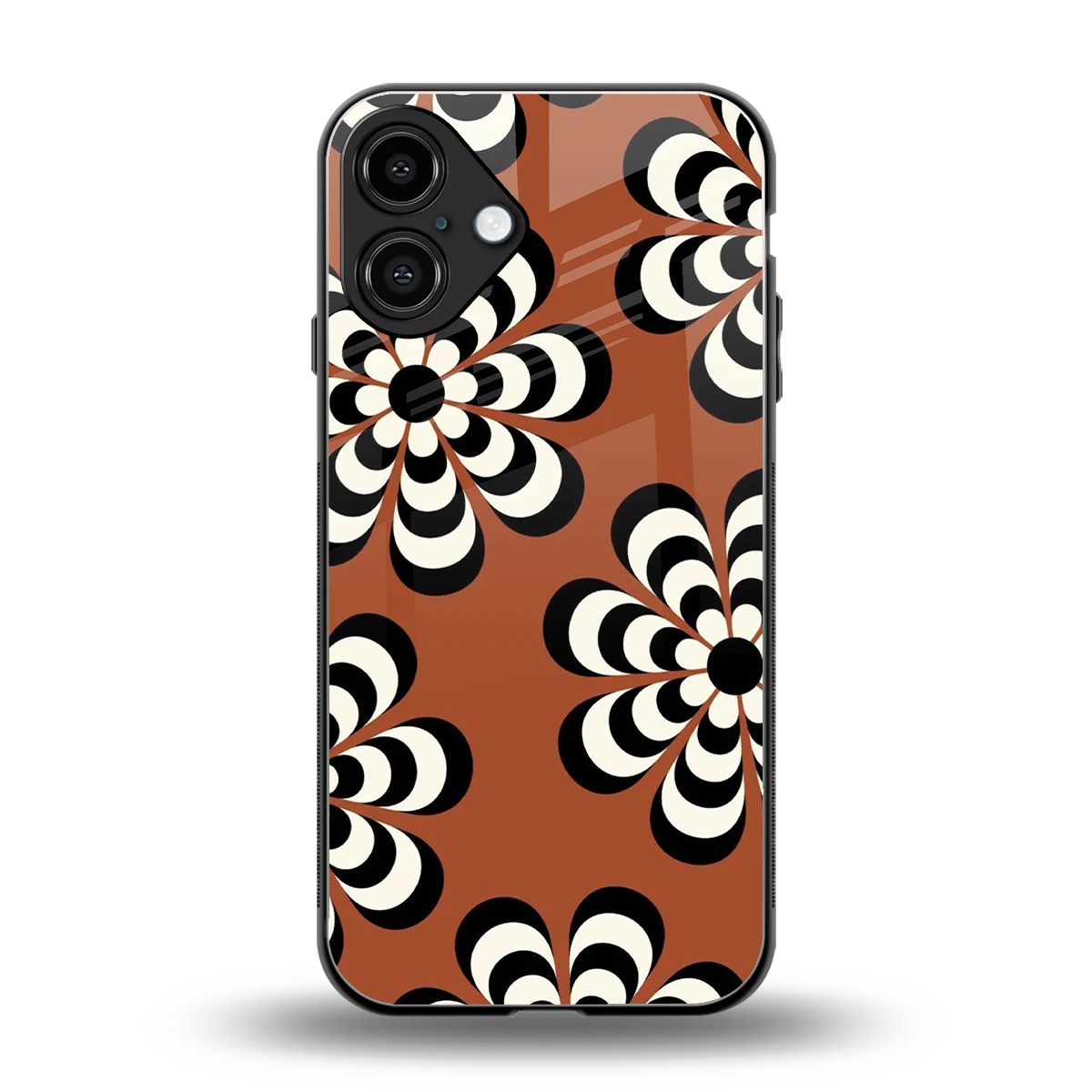 Earthy Bloom back phone cover | glass case for iphone 16 plus