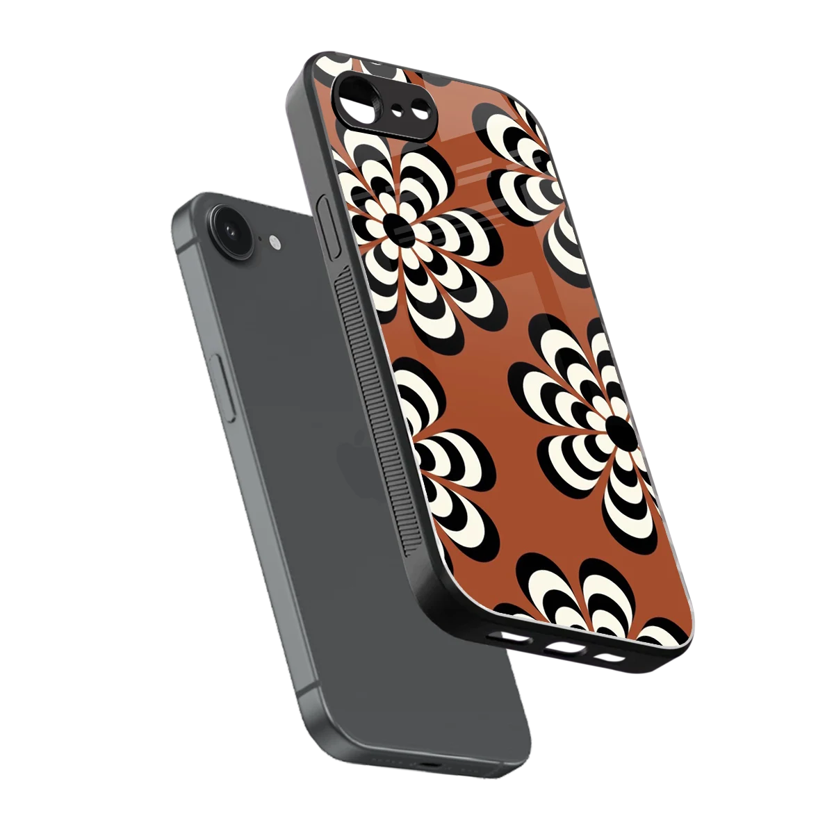 Earthy Bloom sleek iphone 16e cover with tempered glass back and TPU edges