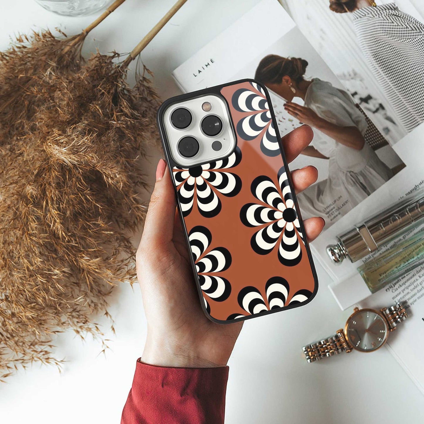 Earthy Bloom Phone Case for Iphone 16 | Glass Case